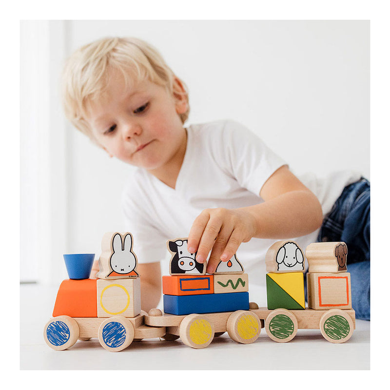Afbeelding laden in galerijviewer, Bambolino nijntje houten blokkentrein - 3 wagons - peuter en kleuter speelgoed - voor meisjes en jongens - vanaf 1,5 jaar - speelgoed kinderen - toys
