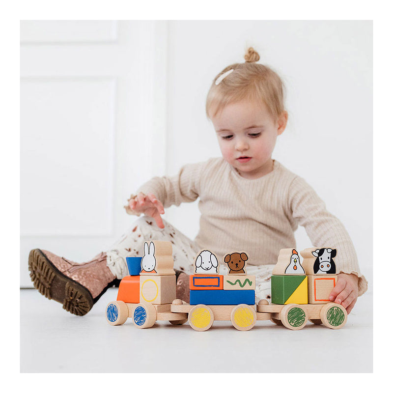 Afbeelding laden in galerijviewer, Bambolino nijntje houten blokkentrein - 3 wagons - peuter en kleuter speelgoed - voor meisjes en jongens - vanaf 1,5 jaar - speelgoed kinderen - toys
