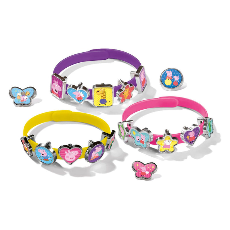 Afbeelding laden in galerijviewer, Bambolino peppa pig armbandjes maken set 3 schuif armbandjes met 18 bedels - speelgoed junior vanaf 3 jaar peuter kleuter

