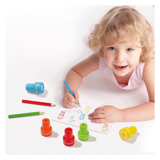 Totum peppa pig creatieve knutselset met stempels, potloden en stickers - educatief speelgoed junior creatief knutselen stempelen knutselen