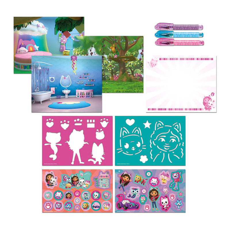 Afbeelding laden in galerijviewer, Totum gabby’s poppenhuis designer vakantie doeboek - tekenen schrijven stickeren, 25 delig - gabby’s dollhouse creatief speelgoed meisjes vanaf 3 jaar cadeautip
