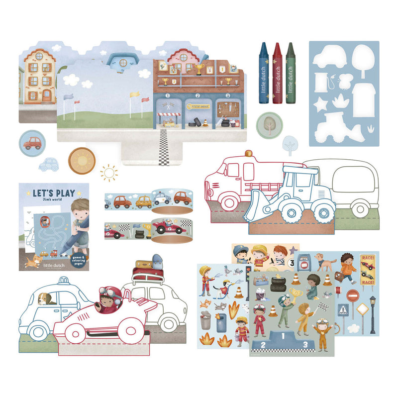 Afbeelding laden in galerijviewer, Little dutch knutselkoffer jim vehicles - creatief speelgoed - cadeautip
