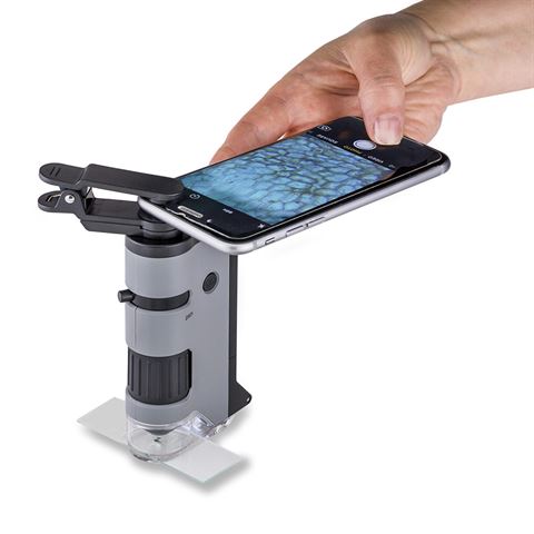 Afbeelding laden in galerijviewer, Carson handmicroscoop mp-250 microflip 100-200x met smartphone adapter
