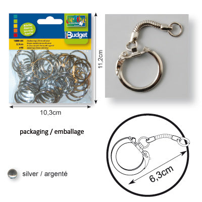 Afbeelding laden in galerijviewer, Vaessen creative • sleutelhanger 63mm zilver 15pcs
