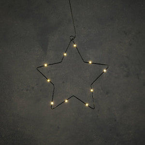 Edelman ster zwart warm wit 10led battery operated - d25cm | 6 stuks