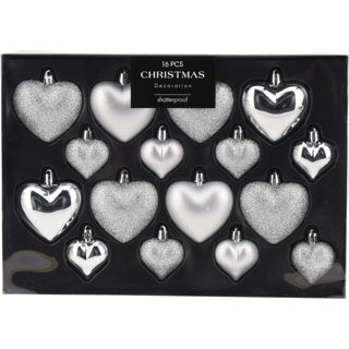 Afbeelding laden in galerijviewer, No brand kerstbal heart 8x65 8x45mm zil | 3 stuks
