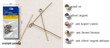 Darice • messing kettelstift 3cm 60pcs antique silver
