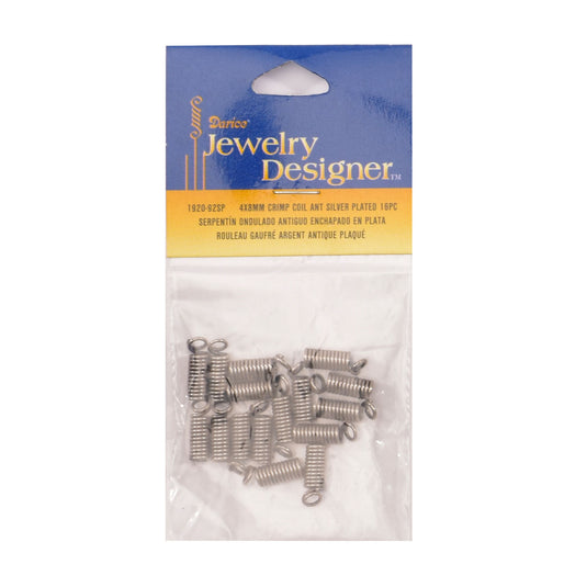 Darice • crimp coil 4x8mm 16pcs antique silver
