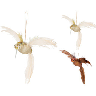 Vogel hangdeco 22cm 2ass kleur