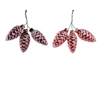Afbeelding laden in galerijviewer, Dennenappel op draad glas 2col assdia3cm x h.6cm | 24 stuks
