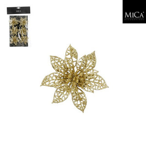 Edelman clip poinsettia goud 6 stuks - h1xd8cm | 4 stuks