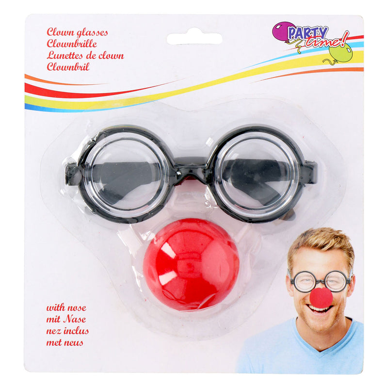 Afbeelding laden in galerijviewer, Merkloos sans marque clownsbril met rode neus - grappig verkleedaccessoire voor feestjes, carnaval en themafeesten - comfortabel en lichtgewicht materiaal - kunststof - kleur zwart - afmeting 13x5x5 cm
