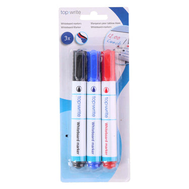 Topwrite whiteboardstift rood, blauw, zwart - 3st.