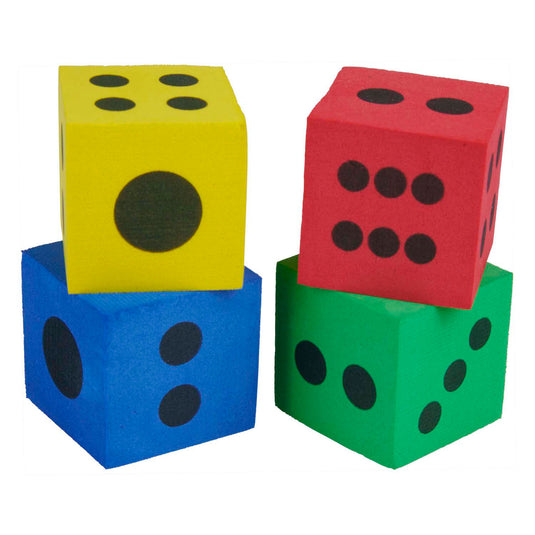 Gekleurde foam dobbelstenen - 4st.