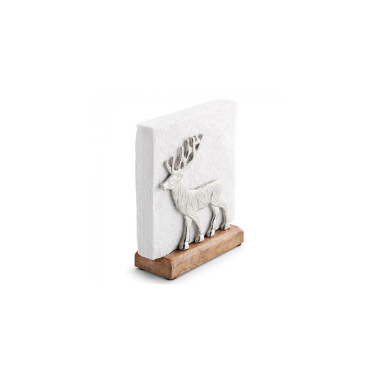 Ambiente servethouder reindeer zilver metaal met mangohout