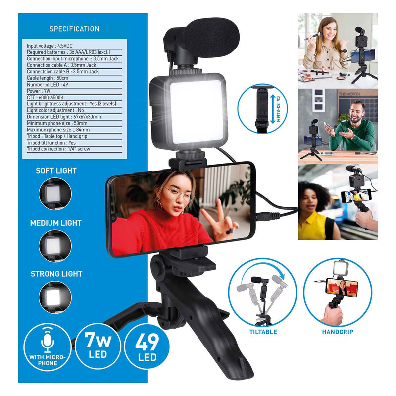 Afbeelding laden in galerijviewer, Selfiestudio vlog kit 3-in-1
