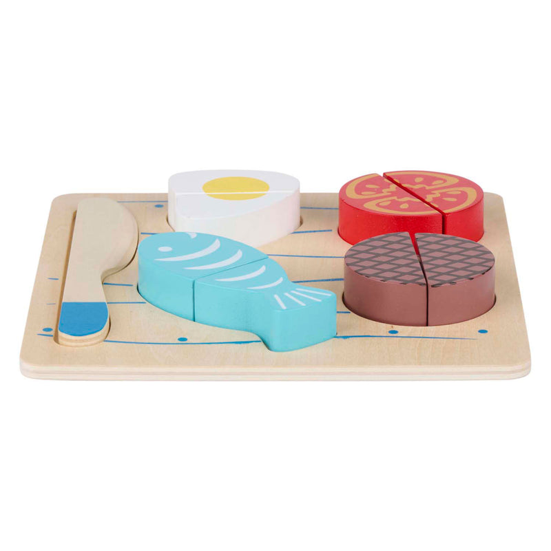 Afbeelding laden in galerijviewer, Marionette wooden toys houten snijpuzzel vlees - 10-delig - educatief speelgoed - bevordert fijne motoriek - realistische voedselvormen - 18x18x2,5 cm - meerkleurig
