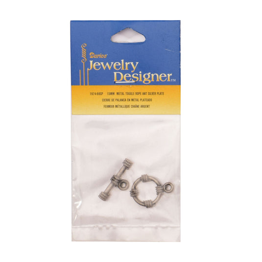 Darice • metal toggle rope 15mm antique silver