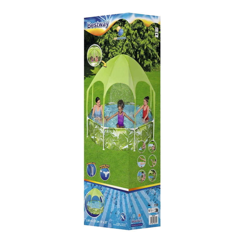 Afbeelding laden in galerijviewer, Bestway my first frame zwembad splash-in-shade play rond met uv zonnescherm, 244cm
