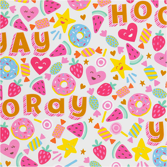 Creativ company inpakpapier, snoep, fruit en donuts, b: 50 cm, 80 gr, 5 m 1 rol