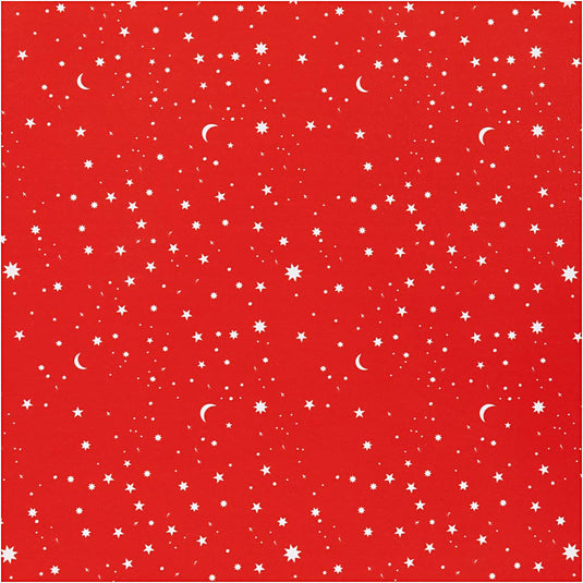 Creativ company inpakpapier, sterren en manen, b: 50 cm, 80 gr, donkerrood, 5 m 1 rol