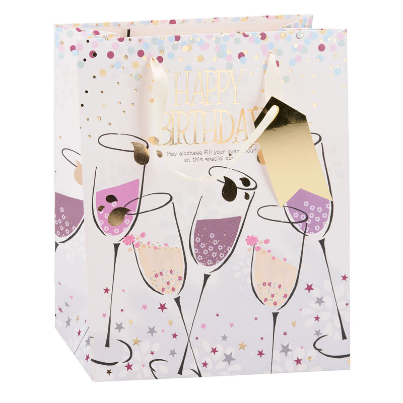Afbeelding laden in galerijviewer, Merkloos sans marque no brand cadeautasje verjaardag - papieren gift bag met stevige lintgreep - 4 verschillende vrolijke verjaardagsprints voor cadeaus - afmeting 32 x 26 x 12 cm - kleur meerkleurig
