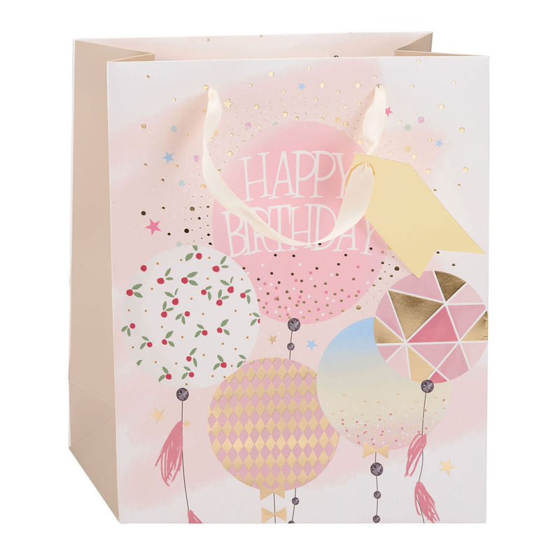 Afbeelding laden in galerijviewer, Merkloos sans marque no brand cadeautasje verjaardag - papieren gift bag met stevige lintgreep - 4 verschillende vrolijke verjaardagsprints voor cadeaus - afmeting 32 x 26 x 12 cm - kleur meerkleurig

