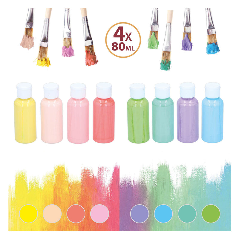 Afbeelding laden in galerijviewer, Merkloos sans marque acrylverf pastel set kinderverf 4 flesjes multi kleuren 80ml.
