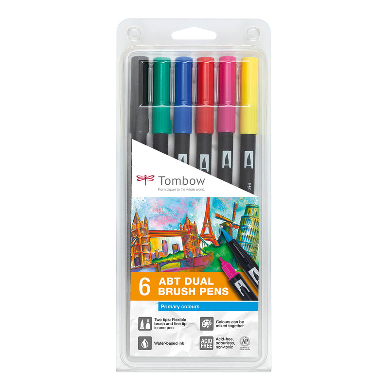 Afbeelding laden in galerijviewer, Tombow • brush pen abt dual brush pen set primary colours 6pcs
