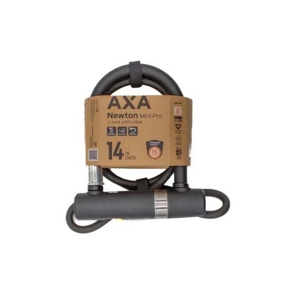 Afbeelding laden in galerijviewer, Axa beugelslot newton mini pro + cable 100 10 - zwart
