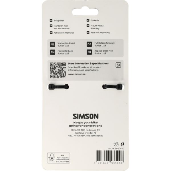 Afbeelding laden in galerijviewer, Simson voetrusten 1118 op as
