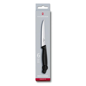 Victorinox steakmessen zwart 6 stuks in doos