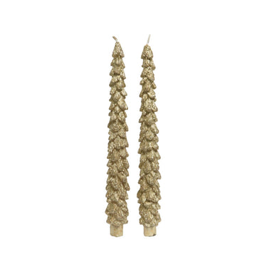 Decoris dinerkaars kerstboom set van 2 stuks goud ã˜2,1xh25cm