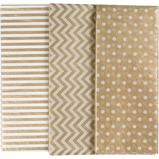 Tissuepapier, vel 50x70 cm, 17 gr, goud, 6 vel 1 doos
