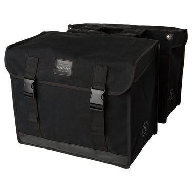 Fastrider canvas hybride 37 dubbele fietstas zwart 65l - afgeschuind - waterafstotend canvas - reflecterend - geschikt voor e-bike