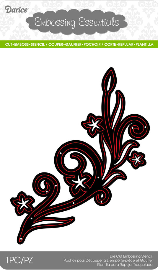 Darice • die cut stencil swirl with leaves 152x72mm
