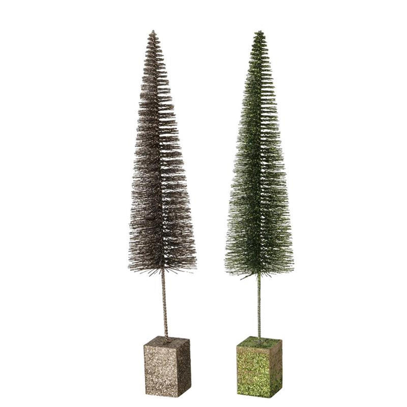 Afbeelding laden in galerijviewer, Boltze home kerstboom tarvo glitter h50cm dia11cm bruin groen
