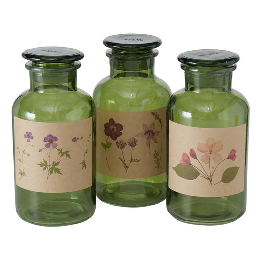 Boltze home apothekersfles glas drya ø10xh22cm groen