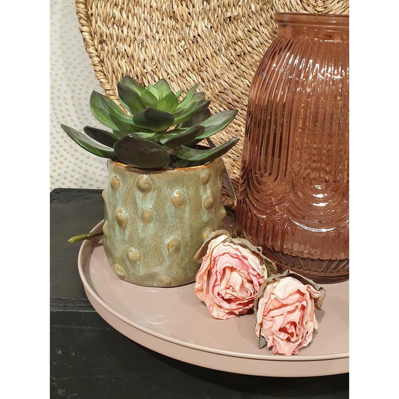 Afbeelding laden in galerijviewer, Hbx natural living bloempot bozzola ø11,5xh11cm olijfgroen
