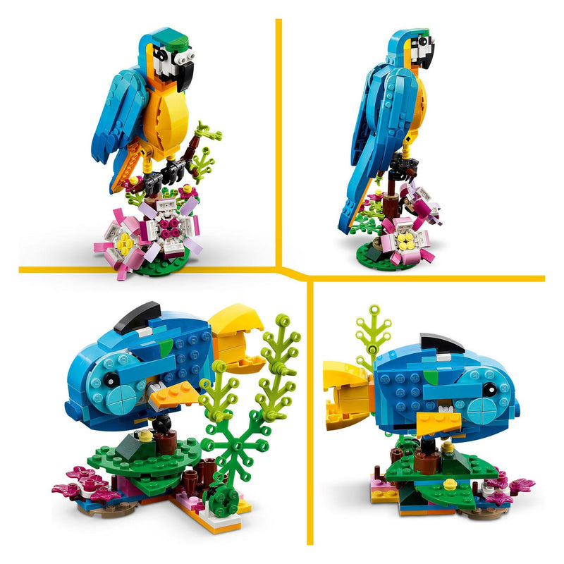 Afbeelding laden in galerijviewer, Lego creator 3in1 exotische papegaai - kikker - vis dieren speelgoed set voor kinderen - 31136
