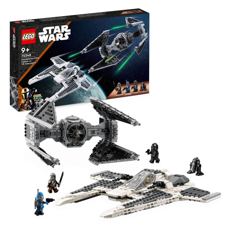 Afbeelding laden in galerijviewer, Lego star wars 75348 mandalorian fang fighter vs. tie interceptor set
