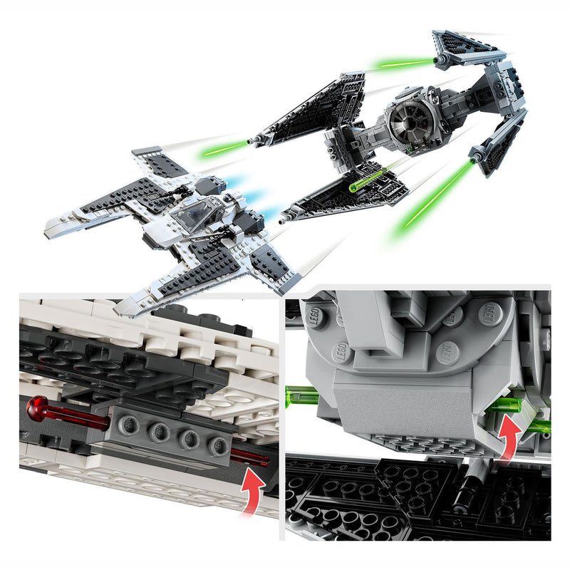 Afbeelding laden in galerijviewer, Lego star wars 75348 mandalorian fang fighter vs. tie interceptor set
