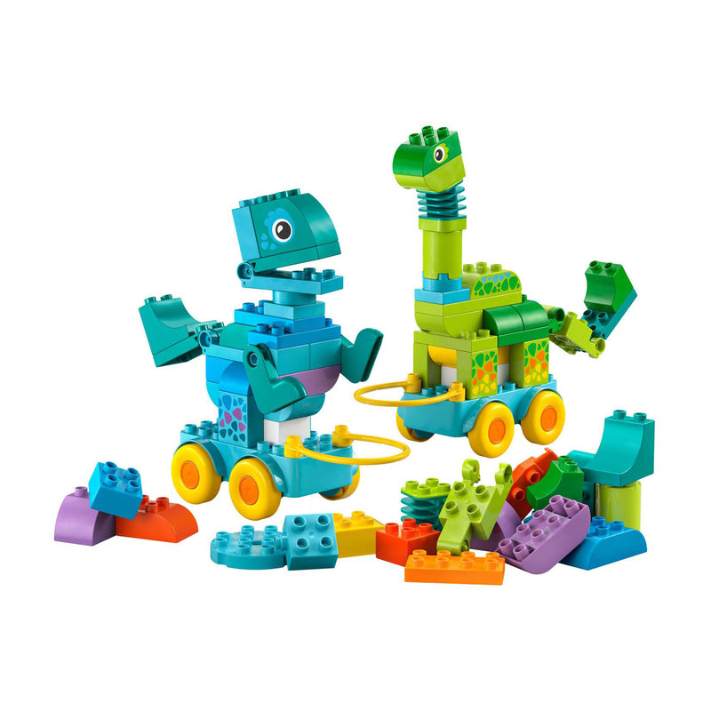 Afbeelding laden in galerijviewer, Lego duplo 3-in-1 dinosaurussen op wielen leerzaam speelgoed voor peuters met 6 figuren 10451
