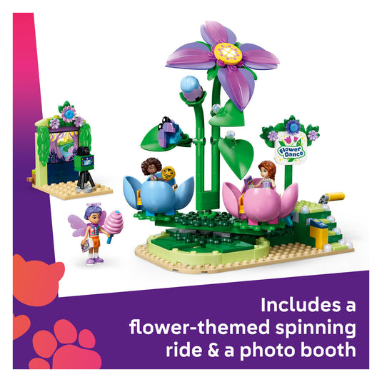 Lego friends draaiende theekopjesattractie met bloementhema