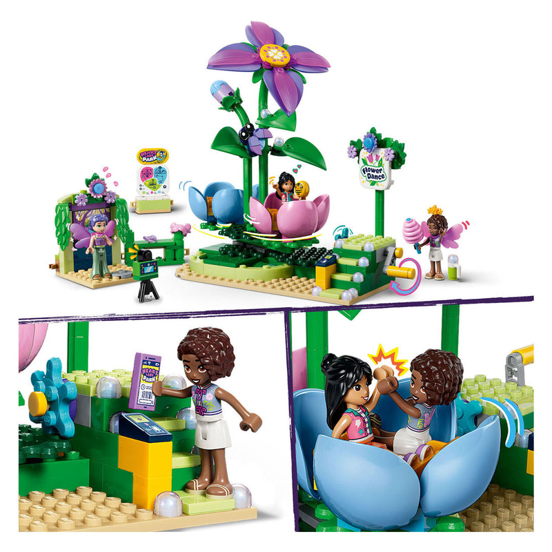 Afbeelding laden in galerijviewer, Lego friends draaiende theekopjesattractie met bloementhema
