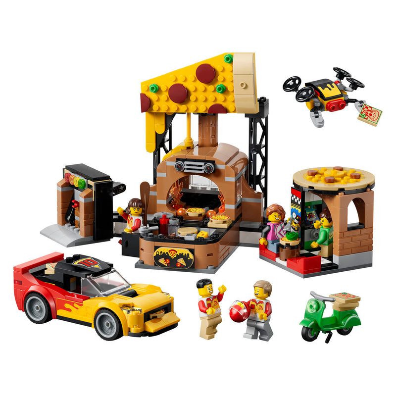 Afbeelding laden in galerijviewer, Lego city pizzacentrale met voertuigen
