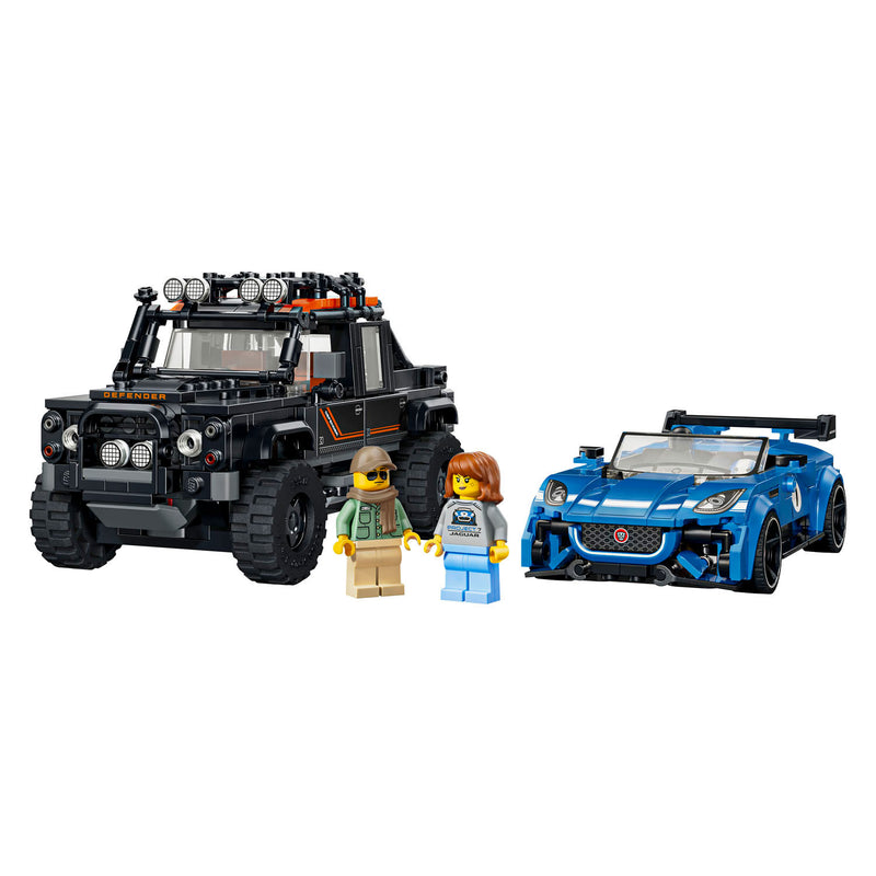 Afbeelding laden in galerijviewer, Lego speed champions 77264 jaguar project 7 en land rover defender
