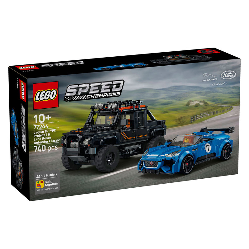 Afbeelding laden in galerijviewer, Lego speed champions 77264 jaguar project 7 en land rover defender
