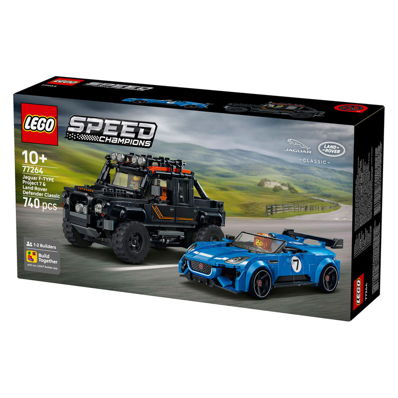 Afbeelding laden in galerijviewer, Lego speed champions 77264 jaguar project 7 en land rover defender
