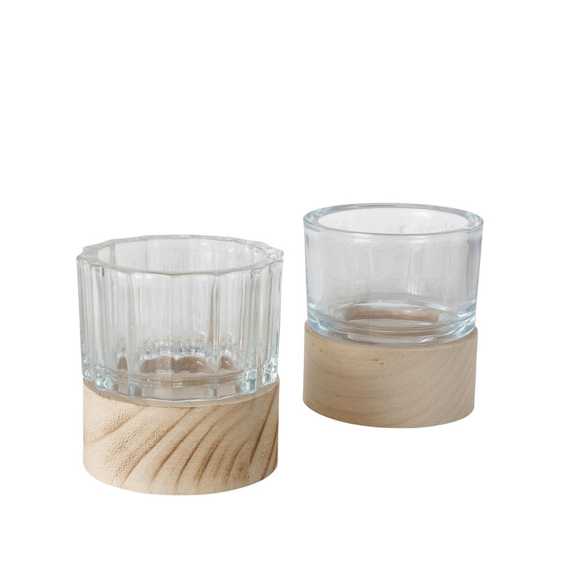 Afbeelding laden in galerijviewer, Boltze home windlicht riley glas hout ø9xh10cm
